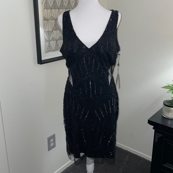 Adrianna Papell Dresses & Skirts - Adrianna Papell fully beaded halter cocktail dress size 14